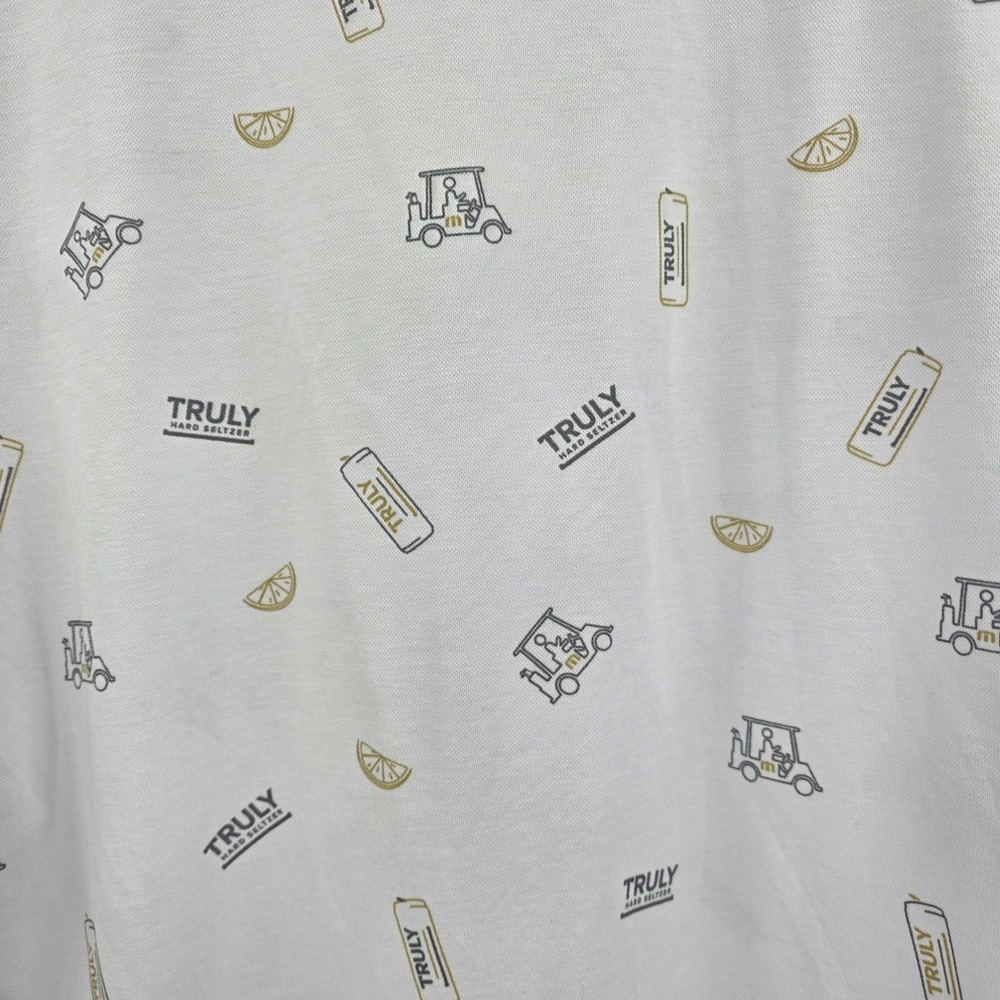 TRAVIS MATHEW TRULY HARD SELTZER GOLF POLO WOMENS LARGE WHITE AOP DRINK COLLAB - Picture 6 of 10
